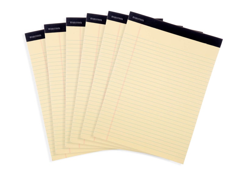 Mintra Office Legal Pads - ((BASIC CANARY 6pk, 8.5in x 11in, WIDE RULED)) - Image 1